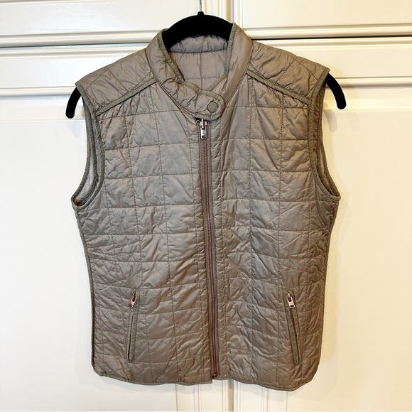 Closed Luxury Designer Brand Women’s Grey Reversible Quilted Nylon Vest Pockets - Picture 1 of 12